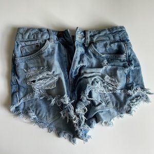 divided denim shorts